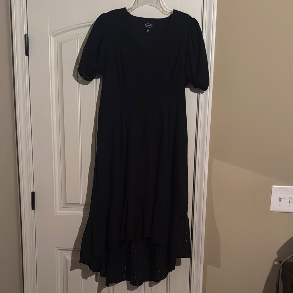 Black Maxi Sundress with Puff Sleeves